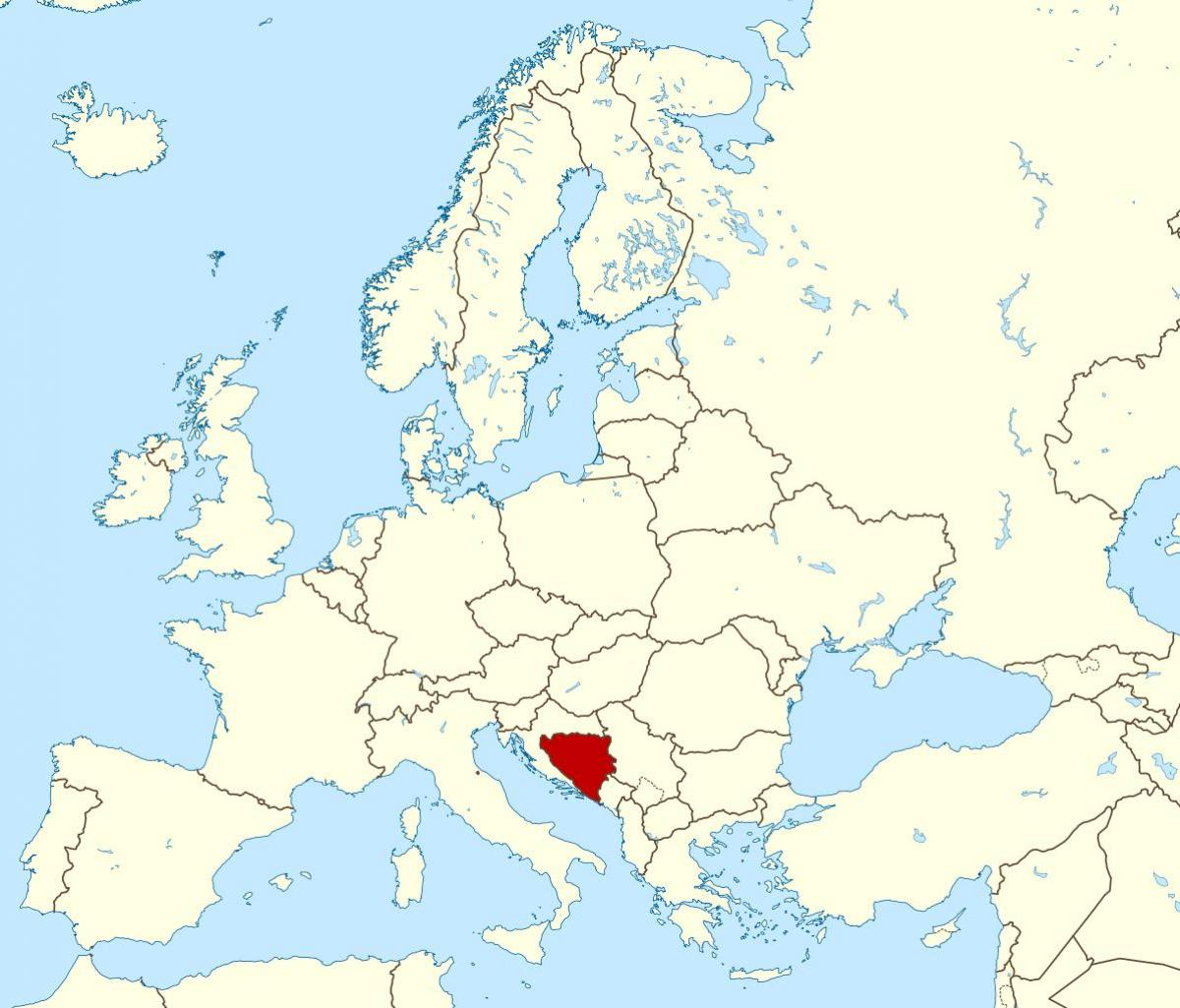 Bosnia na Herzegovina kwenye ramani ya dunia